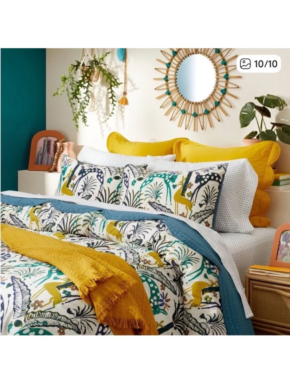 Opalhouse Jungalow RARE Queen 100% Cotton Teal Dash Sheet Set
